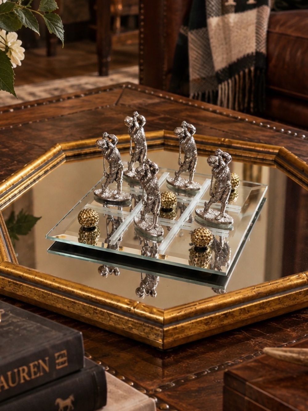 Golf-Themed Tic-Tac-Toe Mirror Game Board
